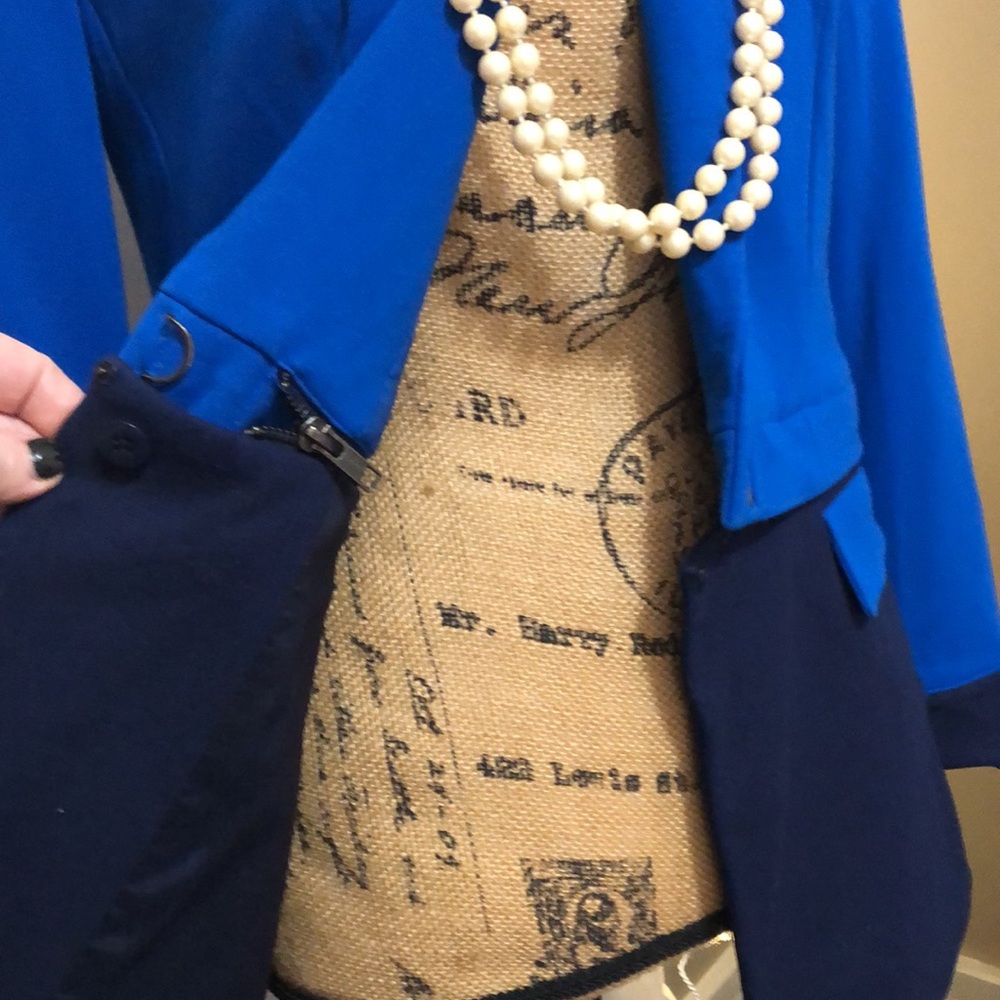ETCETERA by Carlisle NEW YORK • Blue & Black Blazer Jacket • Zipper Detail - Picture 12 of 17